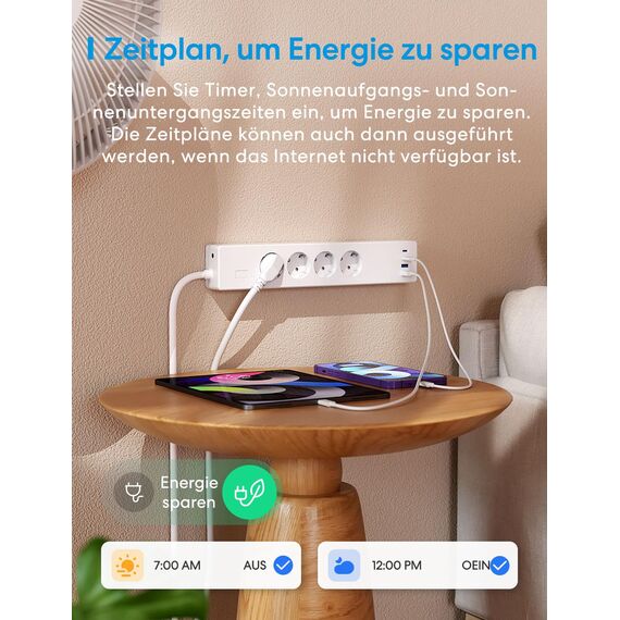 Meross Matter Steckdosenleiste GaN USB C Ladegerät 30W, Smart Mehrfachsteckdose WLAN Schnellladegerät funktioniert mit Alexa, Apple HomeKit und Google, 16A, FFS Ver.