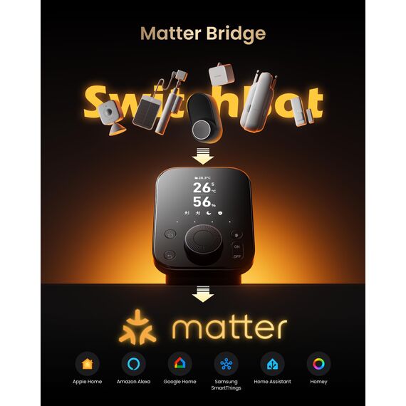 SwitchBot Hub 3, Smart Home Hub mit Matter Support, Smart IR Bluetooth-Fernsteuerung, WLAN-Thermometer und Hygrometer (unterstützt 2,4 GHz), Kompatibel mit Alexa, HomeKit, Google Home, IFTTT