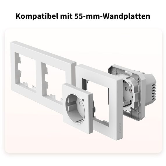 Aqara Wandsteckdose H2 EU Zigbee 3.0, ERFORDERT Aqara HUB, 16A, Energieüberwachung und Stromschutz, Timer-Modus und Sprachsteuerung, Unterstützt HomeKit, Alexa, Google Home, Matter over Bridge