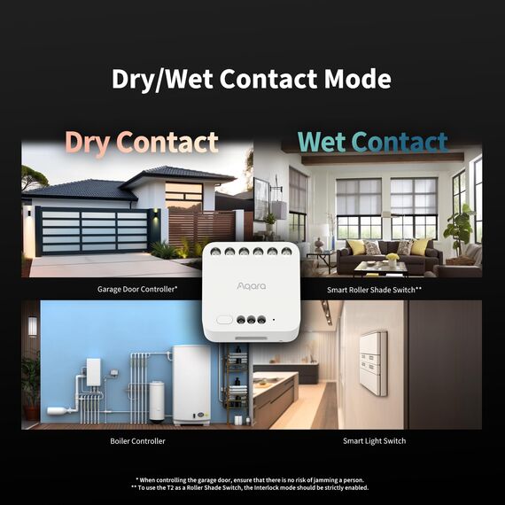 Aqara Dual Relais Modul T2, Rolladensteuerung Lichtschalter, Erfordert Aqara Zigbee 3.0 HUB, Trockenen Knoten Modus für Garagentore Heizkessel, Unterstützt Homekit,Google, Alexa, Matter over Bridge