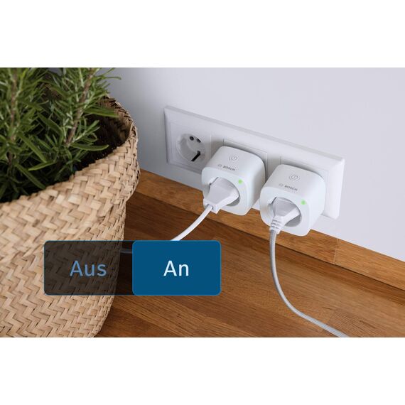 Bosch Smart Home Zwischenstecker kompakt, smarte Steckdose mit App-Funktion, Funksignal-Verstärkung, kompatibel mit Alexa, Google Home und HomeKit