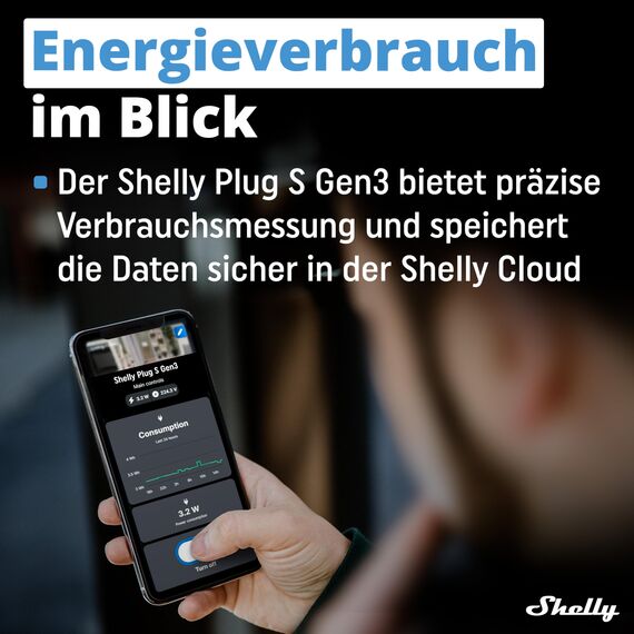 Shelly Plug S Gen3 Weiß - WLAN Smarte Steckdose, Leistungsmessung, 12A, 2500W, Zeitschaltuhr, Matter-Zertifiziert Stecker, Heizung & Kühlung, Alexa & Google, Kein Hub Erforderlich (4 Stück)