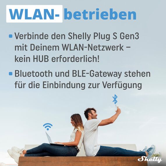 Shelly Plug S Gen3 Weiß - WLAN Smarte Steckdose, Leistungsmessung, 12A, 2500W, Zeitschaltuhr, Matter-Zertifiziert Stecker, Heizung & Kühlung, Alexa & Google, Kein Hub Erforderlich (4 Stück)