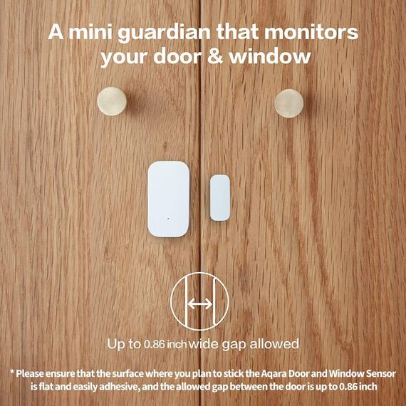 Aqara Tür - und Fenstersensor, Erfordert Aqara Hub, Zigbee-Verbindung, Drahtloser Detektor für Alarmanlage und Smart Home, Kompatibel mit Zigbee, Apple HomeKit, Alexa und IFTTT