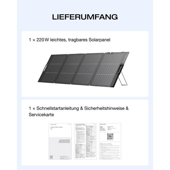 ECOFLOW 220W Solarpanel, leichtes tragbares Solarmodul für DELTA & RIVER tragbare Powerstation, bifaziales Design, N-Typ Solarzelle, 25% Wirkungsgrad, IP68, Solaranlage für Outdoor Garten Camping