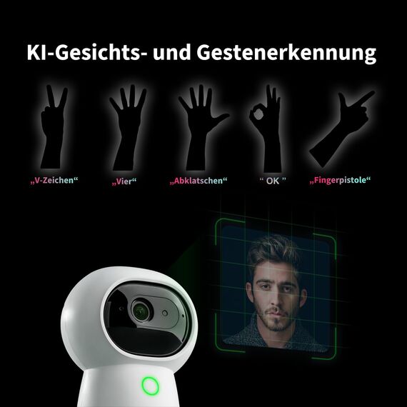 Aqara 2K Sicherheitstür-Kamera Hub G3, AI Gesichts- und Gestenerkennung, 360° Betrachtungswinkel durch Schwenken und Neigen, Funktioniert mit HomeKit Secure Video, Alexa, Google-Assistant, IFTTT