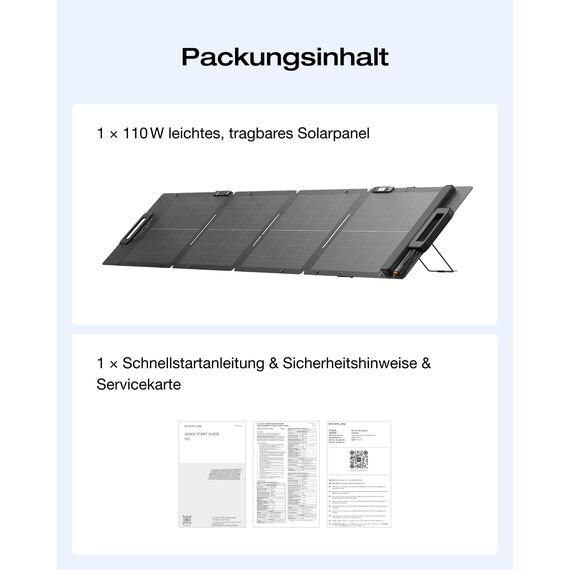 ECOFLOW 110W Solarpanels Faltbar Solarmodul für Delta & RIVER Serie tragbare Powerstation, Bifaziales Design mit bis zu 25% Effizienz, N-Typ-Solaranlage für Outdoor Garten Balkon Wohnwagen Camping