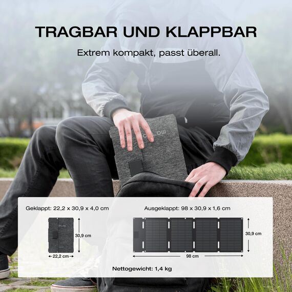 EF ECOFLOW 45 W Tragbares und klappbares Solarpanel, 25% hocheffiziente n-Typ-Solarzellen, wasser- und staubdicht gemäß IP68, geeignet für Camping, Rucksäcke, SUVs und Minivans