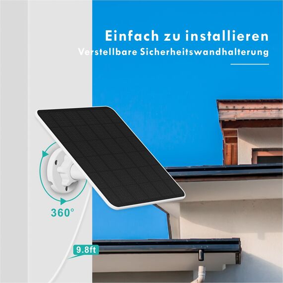 YCTechLife 6W Solarpanel für Akku Überwachungskamera Aussen, USB Solarmodul Kompatibel mit Wiederaufladbaren Batterie Betriebene Kamera, Solarmodul mit 9,8ft Ladekabel, High efficiency