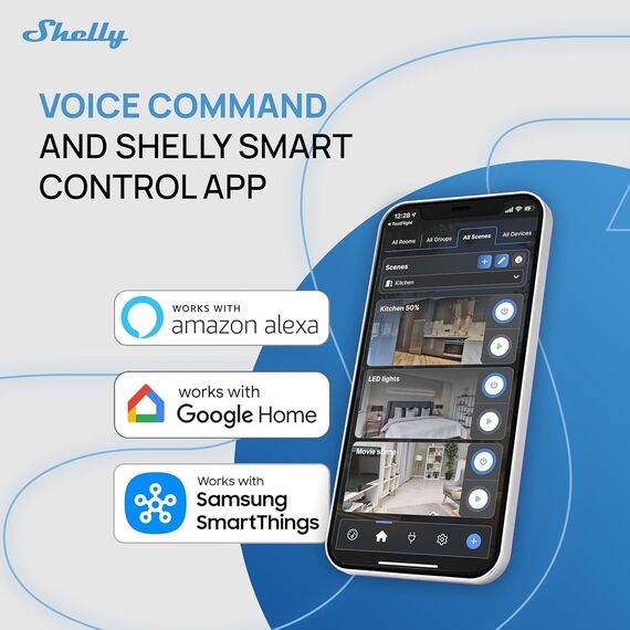 Shelly 1PM Mini Gen4, WLAN-betriebener Smart-Relaisschalter, 1 Kanal, 8A, Leistungsmessung, Hausautomation, Kein Hub Erforderlich, Alexa, Apple HomeKit & Google Home, Zigbee & Matter (4 Stück)
