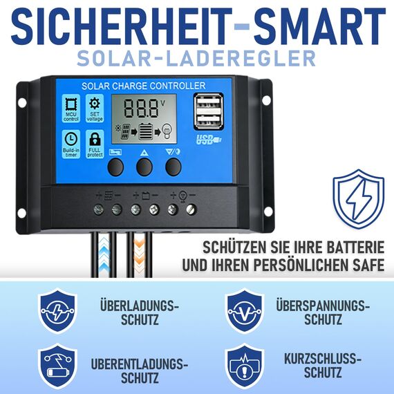 100W Solarpanel 12V Monokristallines Solarpanel-Kit 100 Watt Solarmodul mit 20 A Laderegler für netzunabhängige 12 Volt Energieladung für Wohnmobil, Boot, Wohnwagen, Haushalt
