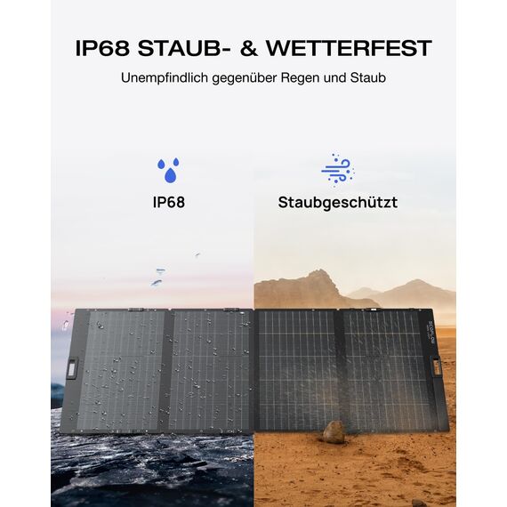 ECOFLOW 400W Tragbares SolarPanel 0% VAT, Faltbares Solarmodul für Delta Tragbare Powerstation, bifaziales Design, 25% Wirkungsgrad, IP68 wasserfest, Solaranlage für Outdoor Garten Balkon Camping
