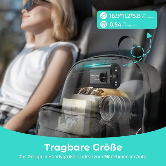 TAGEEBLU 500W Wechselrichter 12V auf 230V, spannungswandler 12v 230v mit 1 Steckdosen、Type-C 30W、USB-Schnellladung 25W、3 USB-Anschlüsse, LED-Anzeige, Laden von Handys, Laptops und Anderen Geräten