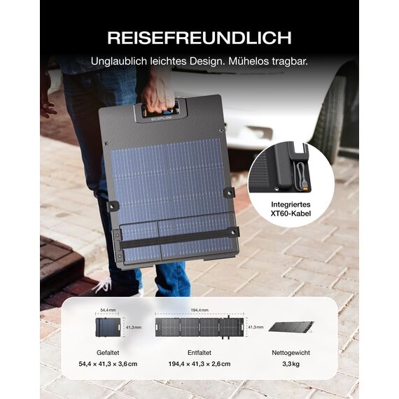 ECOFLOW 110W Solarpanels Faltbar Solarmodul für Delta & RIVER Serie tragbare Powerstation, Bifaziales Design mit bis zu 25% Effizienz, N-Typ-Solaranlage für Outdoor Garten Balkon Wohnwagen Camping