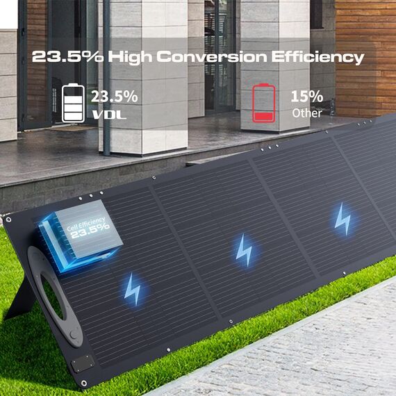 VDL Solarpanel Faltbar, 200W Solarmodul mit Monokristalline Solarzelle für Powerstation, 20V Photovoltaik Modul Solaranlage Solarladegerät mit Multi-Contact 4 für Outdoor, Camping, Garten, RV