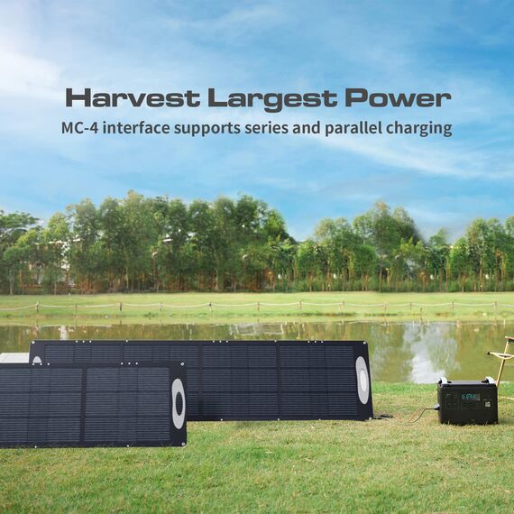 VDL Solarpanel Faltbar, 200W Solarmodul mit Monokristalline Solarzelle für Powerstation, 20V Photovoltaik Modul Solaranlage Solarladegerät mit Multi-Contact 4 für Outdoor, Camping, Garten, RV