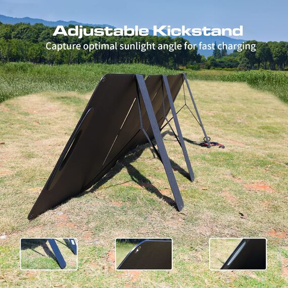 VDL Solarpanel Faltbar, 200W Solarmodul mit Monokristalline Solarzelle für Powerstation, 20V Photovoltaik Modul Solaranlage Solarladegerät mit Multi-Contact 4 für Outdoor, Camping, Garten, RV