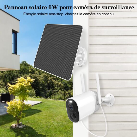 6W Solarpanel für drahtlose Überwachungskamera im Freien,5V IP65 wasserdichte Solarstromversorgung für Sicherheit Batteriekamera 3m,kompatibel mit Micro-USB- und Typ-C,360°Einstellbare Halterung