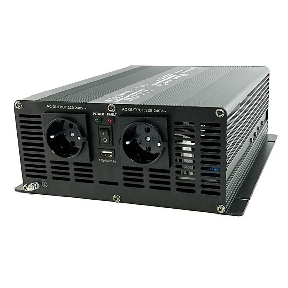 SOLARTRONICS Spannungswandler NM2000 12V 2000 Watt SCHWARZ - 4000 Watt Spitzenleistung - Wechselrichter 12v auf 230v - Blei- oder AGM-Batterie kompatibel - mit Schuko- & USB Anschluss