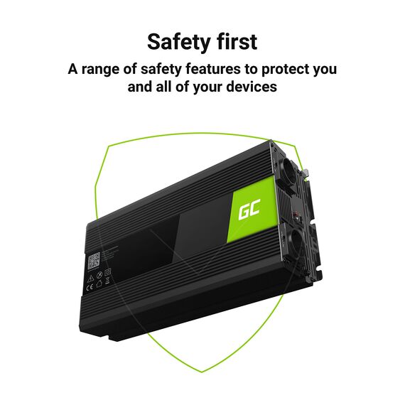 Green Cell® 1500W/3000W 24V auf 230V Reiner Sinus Volt kfz Spannungswandler Wechselrichter Konverter Pure Sine Wave Power Solar Inverter DC AC Umwandler Stromwandler Wohnwagen Auto Autoladegerät