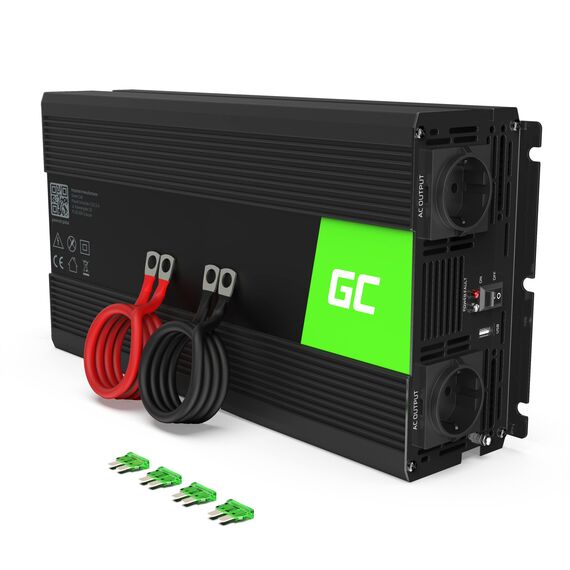 Green Cell 1500W/3000W 24V auf 230V Volt kfz Spannungswandler Wechselrichter Power Solar Inverter DC AC Umwandler Stromwandler Fahrzeuge Wohnwagen Auto Modifizierte