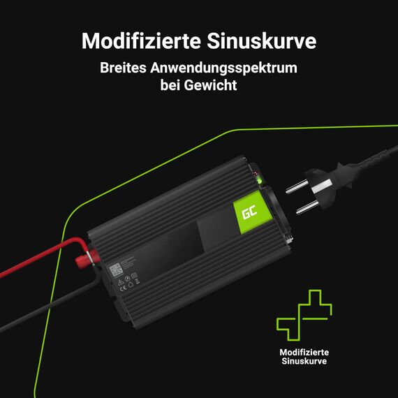 Green Cell 1000W/2000W 12V auf 230V Volt kfz Spannungswandler Wechselrichter Power Solar Inverter DC AC Umwandler Stromwandler Fahrzeuge Wohnwagen Auto Modifizierte Sinus Sine Wave Autoladegerät