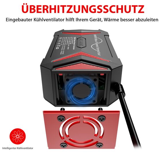 Reiner Sinus wechselrichter 12v auf 230v/BESTEK 300W stromwandler 12 auf 230/steckdose Auto Adapter/Auto wechselrichter,Inverter,inkl. Kfz Zigarettenanzünder Stecker