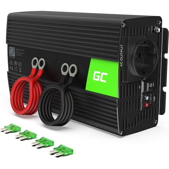 Green Cell PRO 500W/1000W 12V auf 230V Reiner Sinus Volt kfz Spannungswandler Wechselrichter Konverter Pure Sine Wave Power Solar Inverter DC AC Umwandler Stromwandler