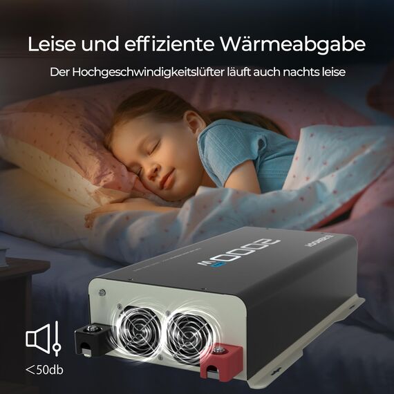 Renogy 2000W/4000W 24V auf 230V Reiner Sinus Wechselrichter Spannungswandler Konverter DC zu AC Umwandler mit USB und Europäische Steckdose für Haushaltsgeräten 24V 2KW Pure Sine Wave Inverter
