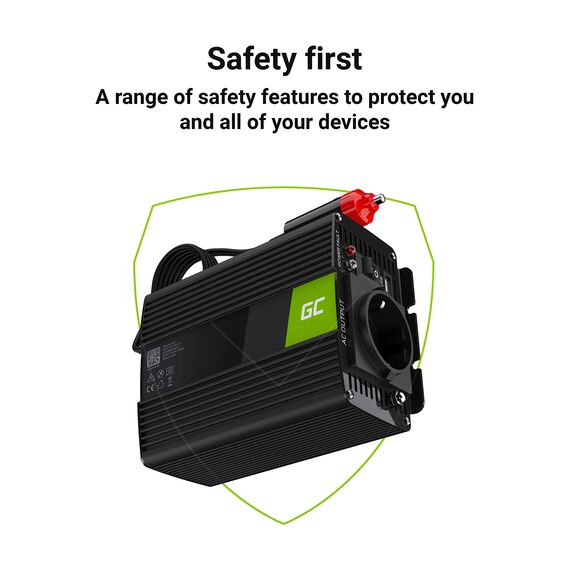 Green Cell® 150W/300W 12V auf 230V Reiner Sinus Volt kfz Spannungswandler Wechselrichter Konverter Pure Sine Wave Power Solar Inverter DC AC Umwandler Stromwandler Zigarettenanzünder Steckdose