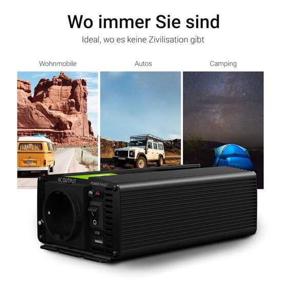Green Cell 300W/600W DC 12V auf AC 230V Reiner Sinus Spannungwandler USV UPS Wechselrichter Stromwandler Power Bypass Solar Inverter DC AC zur Versorgung von Pumpen in Zentralheizungsöfen Öfen
