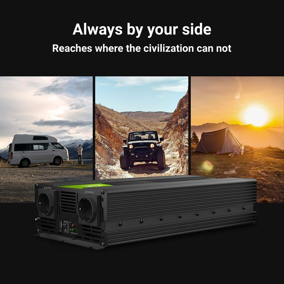 Green Cell® 1500W/3000W 12V auf 230V Volt kfz Spannungswandler Wechselrichter Power Solar Inverter DC AC Umwandler Stromwandler Fahrzeuge Wohnwagen Auto Modifizierte Sinus Sine Wave Autoladegerät