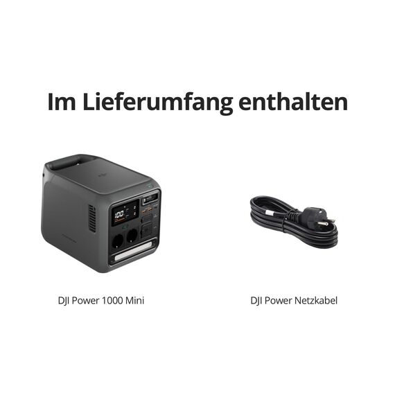 DJI Power 1000 Tragbare Powerstation 1024Wh, 2200W Solar Generator, LiFePO4 Akku, 4-in-1 Schnellladung Power Station, 23db Ultra-Leise, Notstromaggregat für Zuhause, Generator für Camping/Wohnmobile