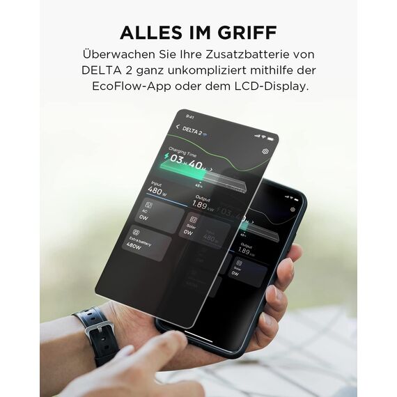 EF ECOFLOW Delta 2 Zusatzakku 1024Wh erweiterbare Energie für, Camping, Notfallstrom Zuhause, Wohnmobil, Delta 2 EB