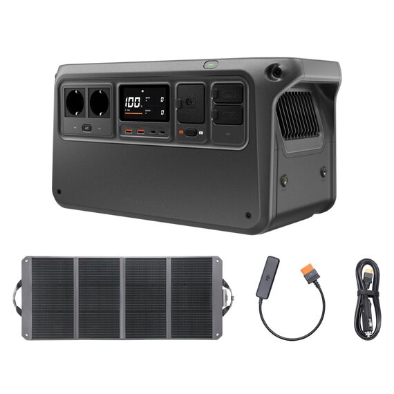 DJI Power 1000 V2 tragbare Powerstation, Solargenerator mit Panel, 1024 Wh LFP-Akku, 2600 W Ausgangsleistung, Autosteckdose zu SDC-Netzkabel, Autoladung, Camping, Roadtrip, Wohnmobil