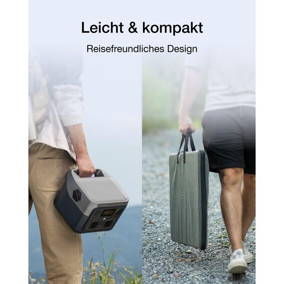 EF ECOFLOW Tragbare Powerstation River 2 MAX mit 160W Faltbare solarpanel, 512Wh Generator mit LiFeP04, Balkonkraft für Camping, Kleine Verpackungsmängel, Produkt unbenutzt(Generalüberholt)
