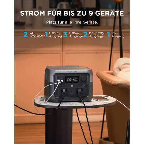 EF ECOFLOW Tragbare Powerstation RIVER 2 MAX, 512Wh Solargenerator mit LiFeP04, Schnellladung in 1 Stunde, für Camping/Wohnmobile, Kleine Verpackungsmängel, Produkt unbenutzt(Generalüberholt)