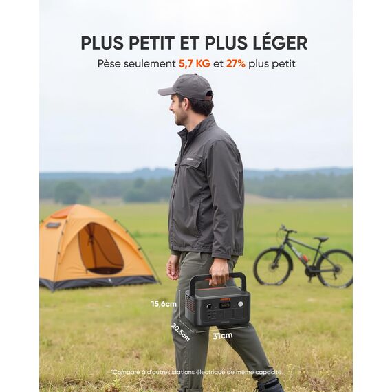 Jackery Explorer 500 V2 Tragbare Powerstation mit 12V KFZ-Ladekabel, 512Wh Solargenerator 230V/500W (Spitze 1000W) mit Schnellladung, LFP-Akku Solargenerator für Camping, Wohnmobil, Notfälle