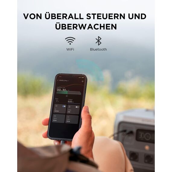 EF ECOFLOW Tragbare Powerstation RIVER 2 Pro, 768 Wh Solargenerator mit LiFeP04, Schnellladung in 70 Minuten, 3x 800 W AC-Steckdosen, Balkonkraft für Notstrom/Camping/Wohnmobile