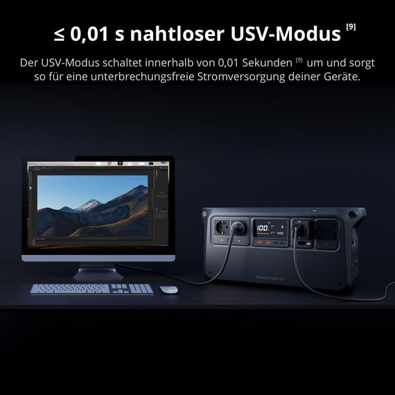 DJI Power 1000 V2 tragbare Powerstation, Solargenerator mit Panel, 1024 Wh LFP-Akku, 2600 W Ausgangsleistung, Autosteckdose zu SDC-Netzkabel, Autoladung, Camping, Roadtrip, Wohnmobil