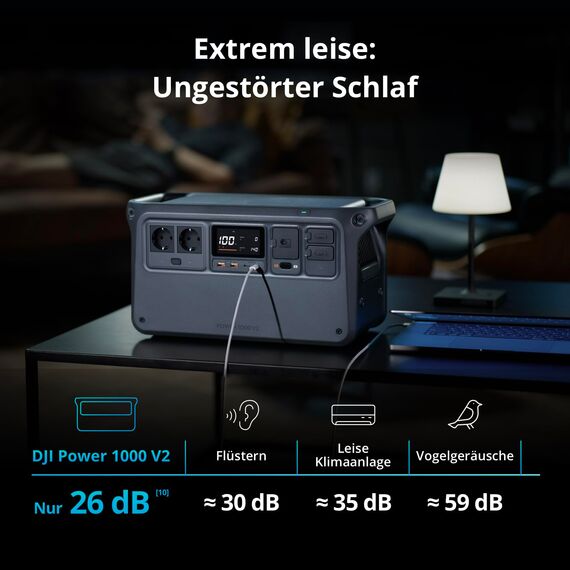 DJI Power 1000 V2 tragbare Powerstation, Solargenerator mit Panel, 1024 Wh LFP-Akku, 2600 W Ausgangsleistung, Autosteckdose zu SDC-Netzkabel, Autoladung, Camping, Roadtrip, Wohnmobil