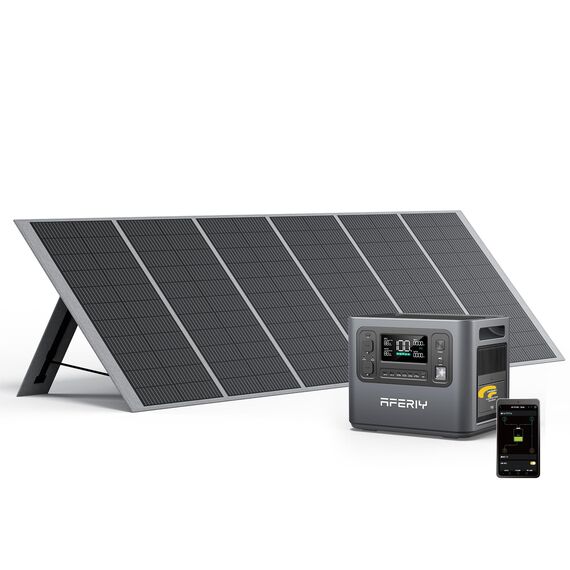 AFERIY Solar Generator 2400W mit 400W Solarmodule, 2048Wh Tragbare Powerstation (4800W Peak), LiFePO4 Batterie, 220V-240V, Faltbar Solarpanel mit USB, IP65, für Outdoor Camping, Reise, Stromausfälle
