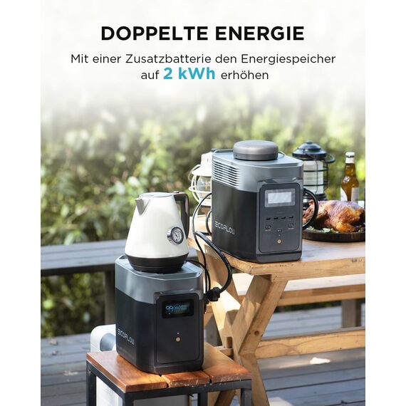EF ECOFLOW Delta 2 Zusatzakku 1024Wh erweiterbare Energie für, Camping, Notfallstrom Zuhause, Wohnmobil, Delta 2 EB