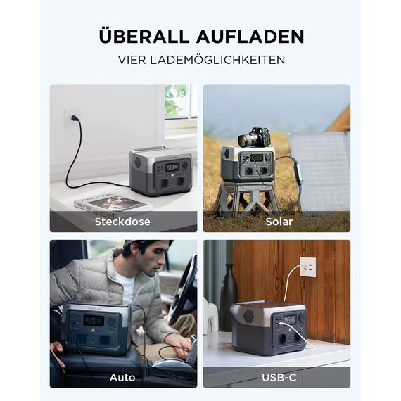 EF ECOFLOW Tragbare Powerstation RIVER 2 MAX, 512Wh Solargenerator mit LiFeP04, Schnellladung in 1 Stunde, für Camping/Wohnmobile, Kleine Verpackungsmängel, Produkt unbenutzt(Generalüberholt)