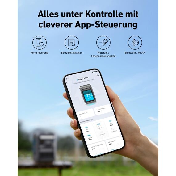 Anker SOLIX C300 Tragbare Powerstation, 288Wh LiFePO4 Akku, 300W (Max 600W) Solargenerator, 140W Beiseitige Schnellladeleistung, Für Camping, Draußen, Reisen, Notfälle, unterwegs (Solarpanel Optional)