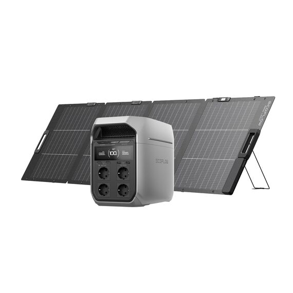 EF ECOFLOW DELTA 3 Plus Tragbare Powerstation 1 024 Wh mit 220 W Solarpanel, 1 000 W Solareingang, LiFePO4 Batterie, Solargenerator für Notstrom, Camping, Outdoor & Wohnmobil