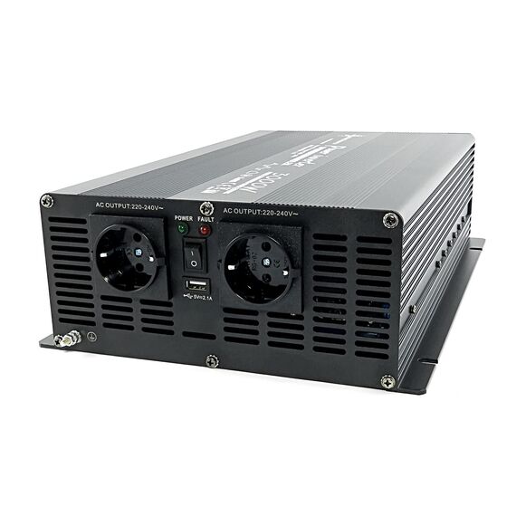 SOLARTRONICS Spannungswandler NM3000 12V 3000 Watt SCHWARZ - 6000 Watt Spitzenleistung - Wechselrichter 12v auf 230v - Blei- oder AGM-Batterie kompatibel - mit Schuko- & USB Anschluss