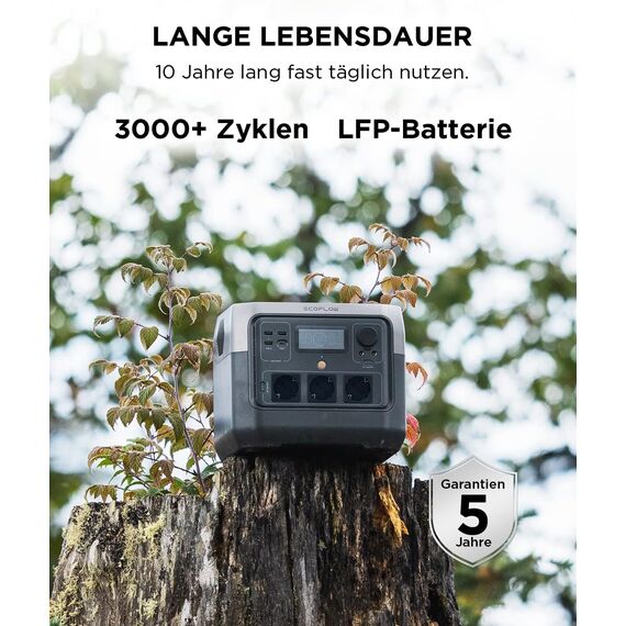 EF ECOFLOW RIVER 2 Pro Powerstation, 768Wh LiFePO4 Batterie Solar generator mit 220W Solarpanel, 3x 300W AC-Steckdosen (Spitze 1600W), Kleine Verpackungsmängel, Produkt unbenutzt(Generalüberholt)