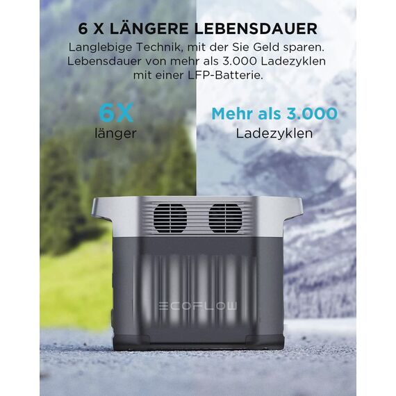 EcoFlow DELTA 2 tragbare Powerstation mit 220W Solar Panel, balkonkraftwerk mit speicher solaranlage balkon und Schnellladung als Solargenerator für die Stromversorgung, für Camping und Wohnmobile