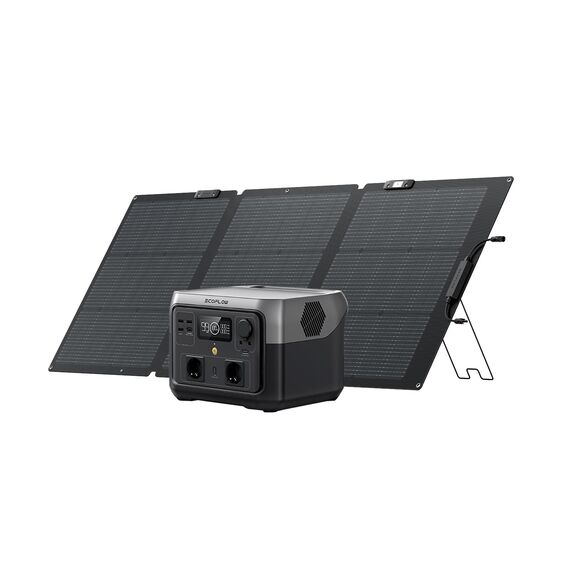 EF ECOFLOW Tragbare Powerstation River 2 MAX mit 160W Faltbare solarpanel, 512Wh Generator mit LiFeP04, Balkonkraft für Camping, Kleine Verpackungsmängel, Produkt unbenutzt(Generalüberholt)